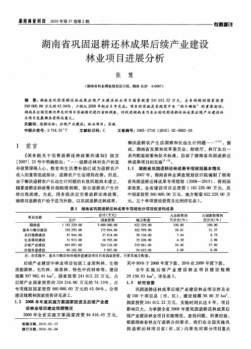 湖南省巩固退耕还林成果后续产业建设林业项目进展分析