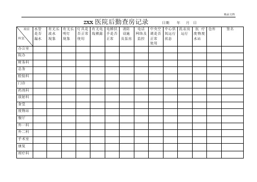 后勤检查记录