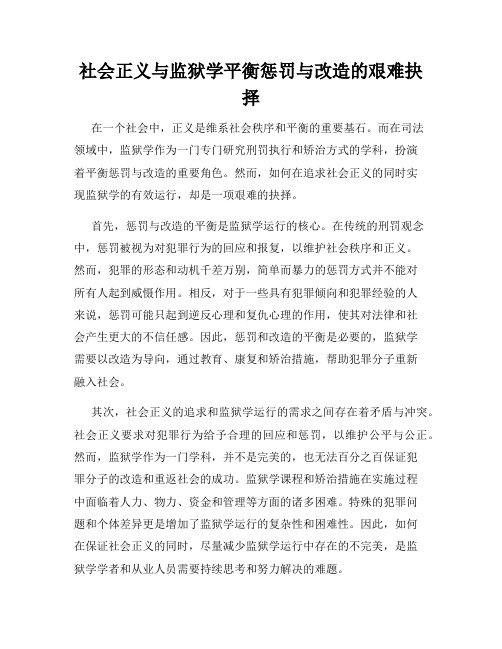 社会正义与监狱学平衡惩罚与改造的艰难抉择