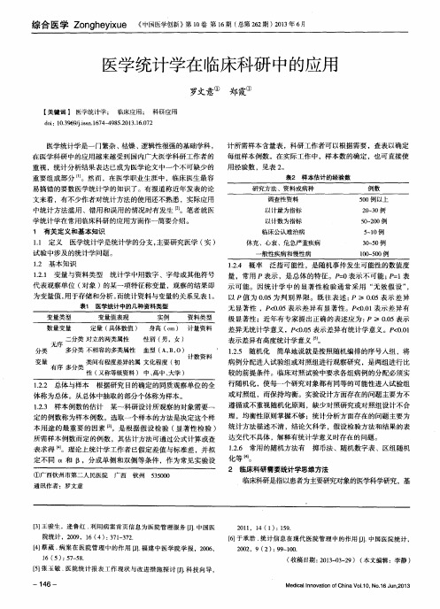 医学统计学在临床科研中的应用