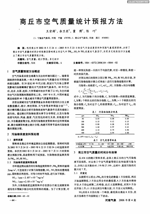 商丘市空气质量统计预报方法