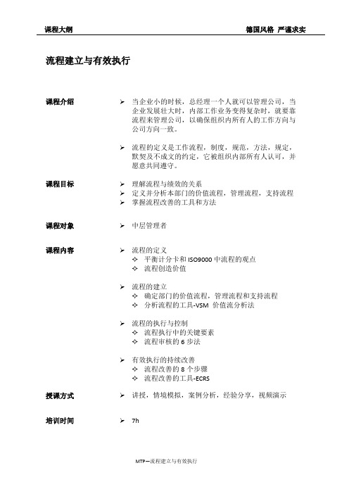 MTP流程建立与有效执行