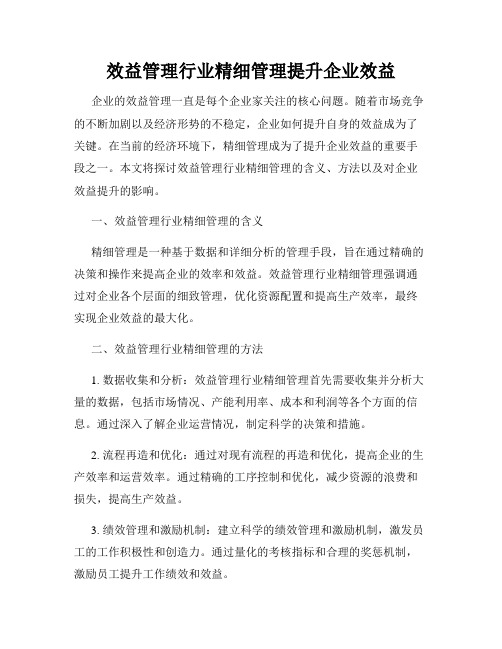 效益管理行业精细管理提升企业效益