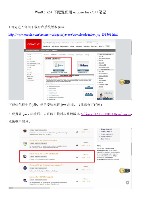 Win8.1 x64下配置使用eclipse for cc++笔记