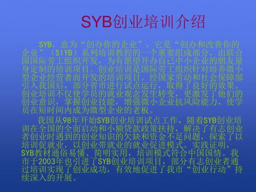 SYB创业培训课件(ppt)