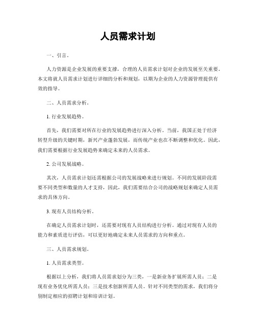 人员需求计划
