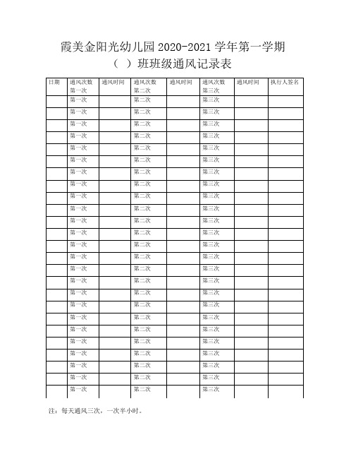 幼儿园通风记录表