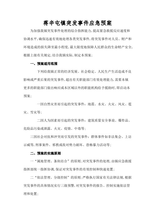 镇突发事件应急预案