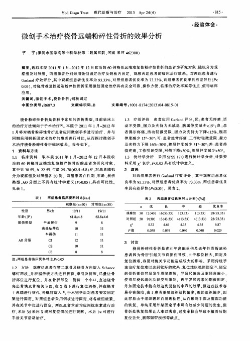 微创手术治疗桡骨远端粉碎性骨折的效果分析