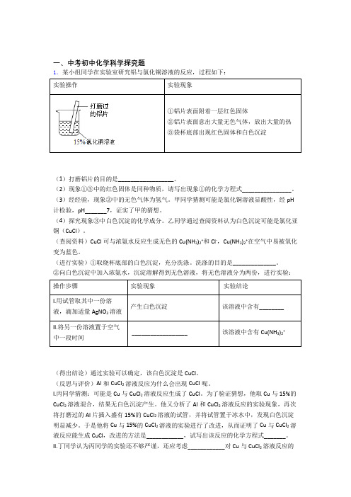 中考化学压轴题专题探究题的经典综合题附详细答案