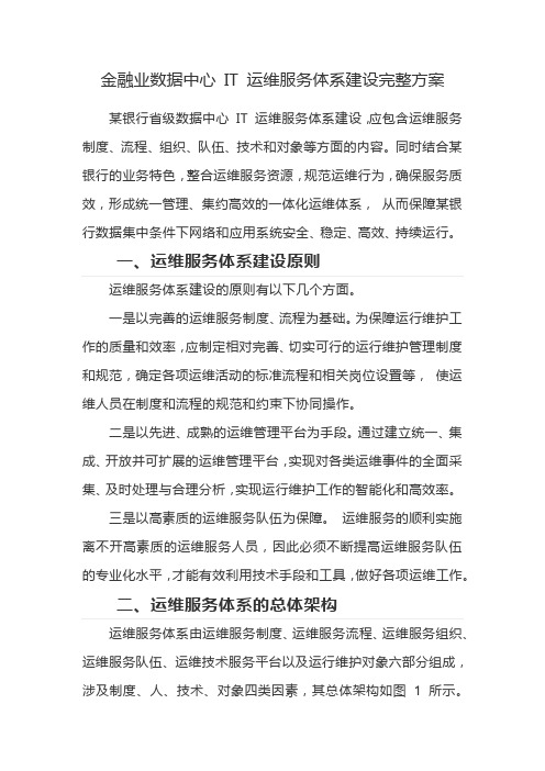 金融业数据中心 IT 运维服务体系建设完整方案