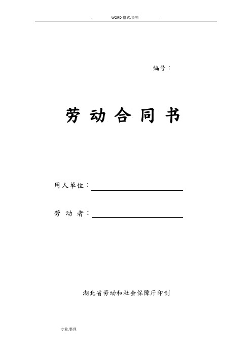 湖北劳动和社会保障厅正式劳动合同模板书模板