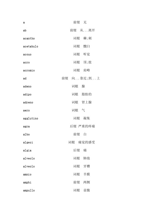 医学英语词根词缀完善版