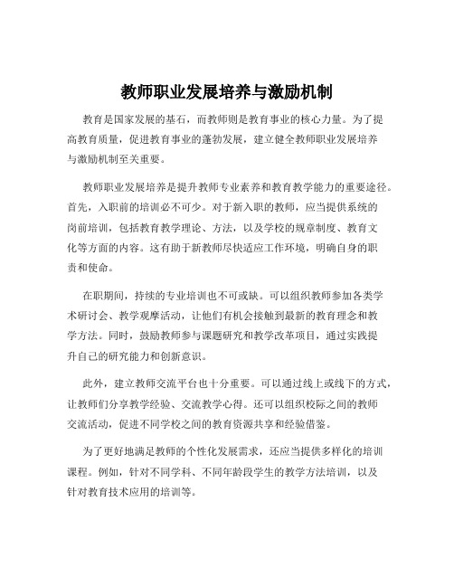 教师职业发展培养与激励机制