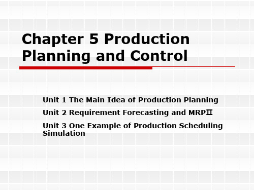 Chapter 5 Production Planning and Control 工业工程专业英语 教学课件