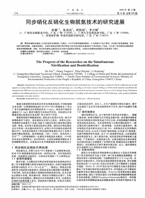 同步硝化反硝化生物脱氮技术的研究进展