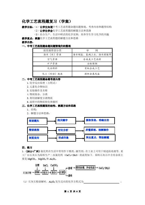 2020-2021学年人教版(五四学制)化学专题 化学工艺流程题复习  教案