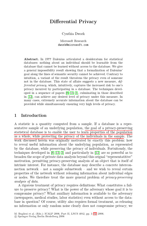 2006_Differential Privacy