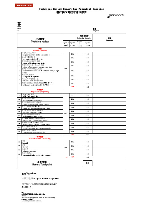 潜在供应商技术评审报告