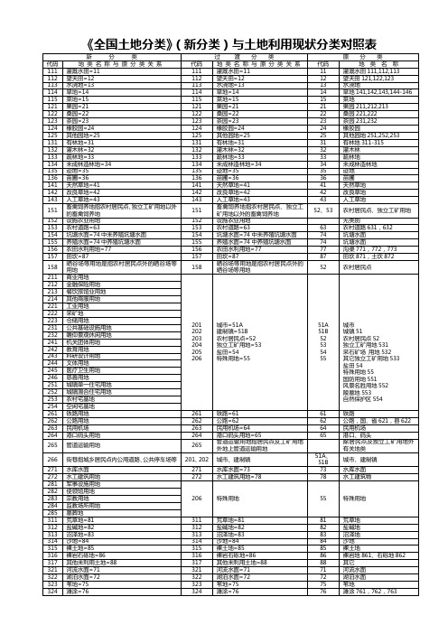 全国土地分类与原分类对照表