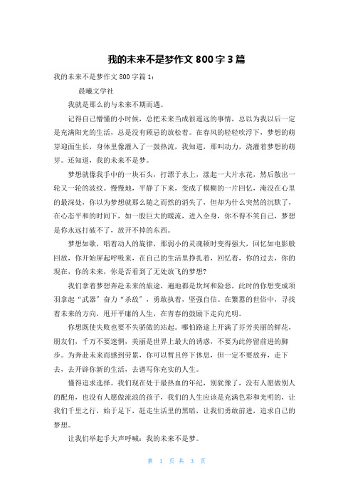 我的未来不是梦作文800字3篇