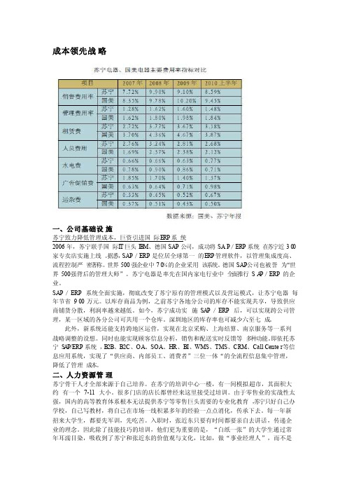 苏宁业务层战略分析成本领先战略差异化战略