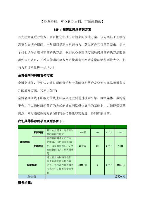 pp小额贷款网络营销方案