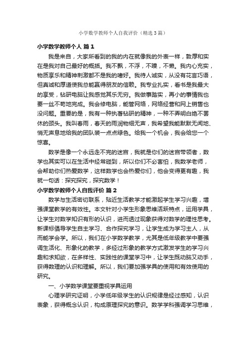 小学数学教师个人自我评价（精选3篇）