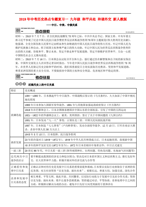 2019年中考历史热点专题复习一 九年级 和平共处 和谐外交 新人教版.doc