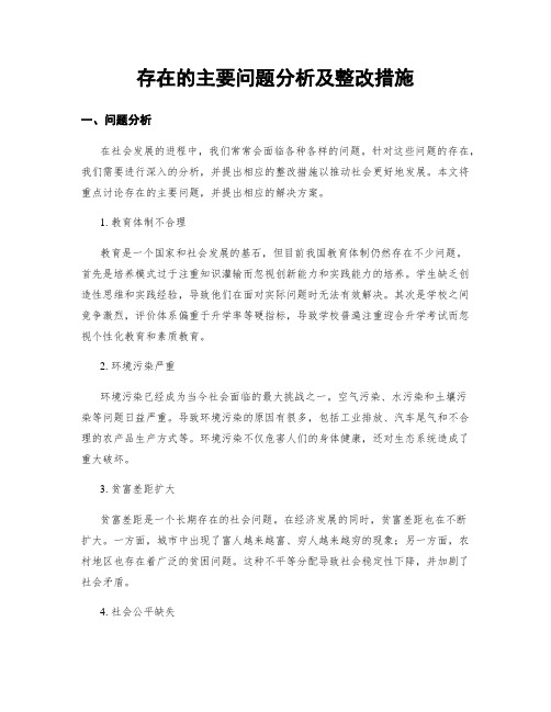 存在的主要问题分析及整改措施