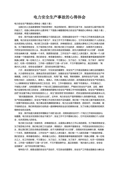 电力安全生产事故的心得体会(精选5篇)
