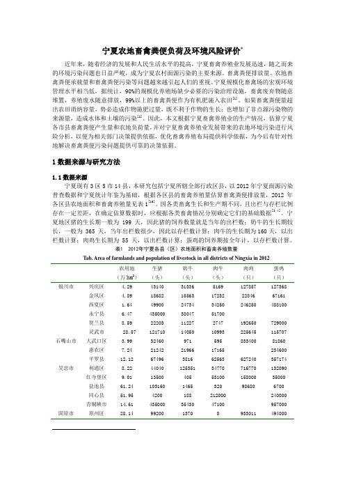 宁夏农地畜禽粪便负荷及污染风险评价