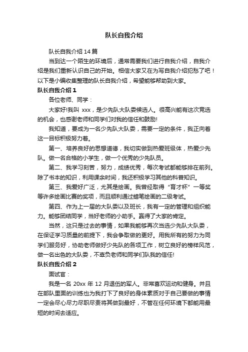 队长自我介绍