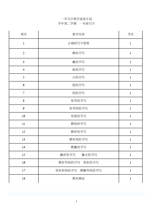 小学一年级上写字教案