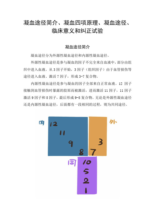 凝血途径简介、凝血四项原理、凝血途径、临床意义和纠正试验