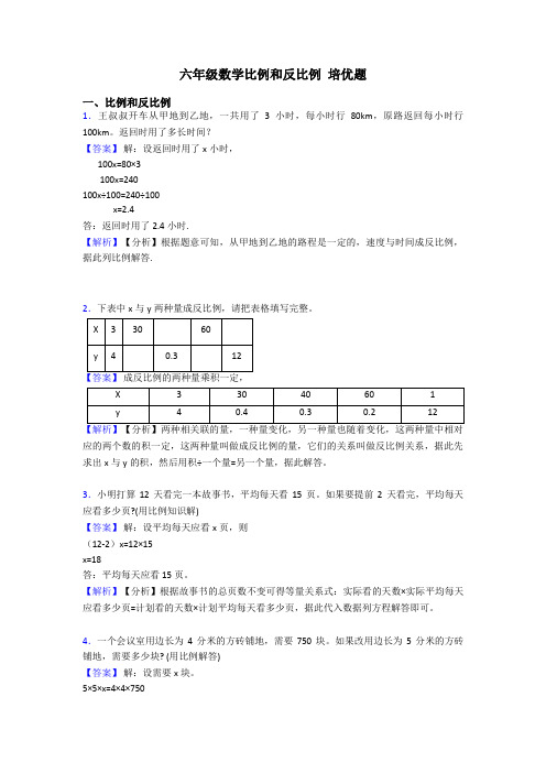 六年级数学比例和反比例 培优题