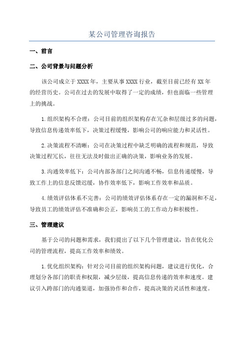 某公司管理咨询报告