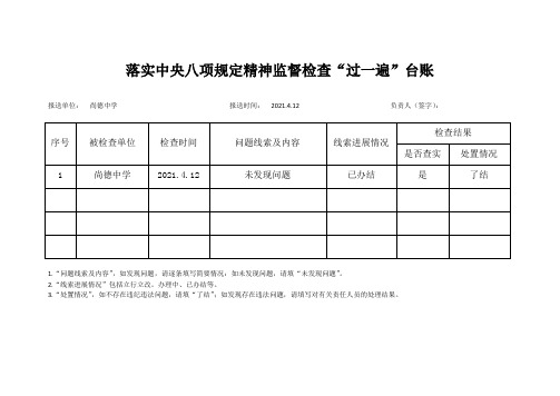 落实中央八项规定精神监督检查