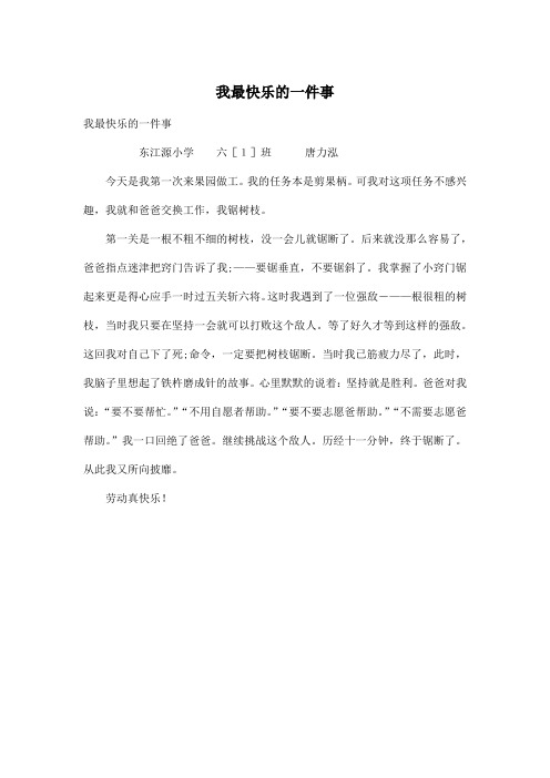 我最快乐的一件事_小学六年级作文400字_1