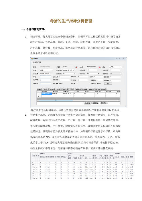 如何用软件对母猪的生产指标进行分析管理