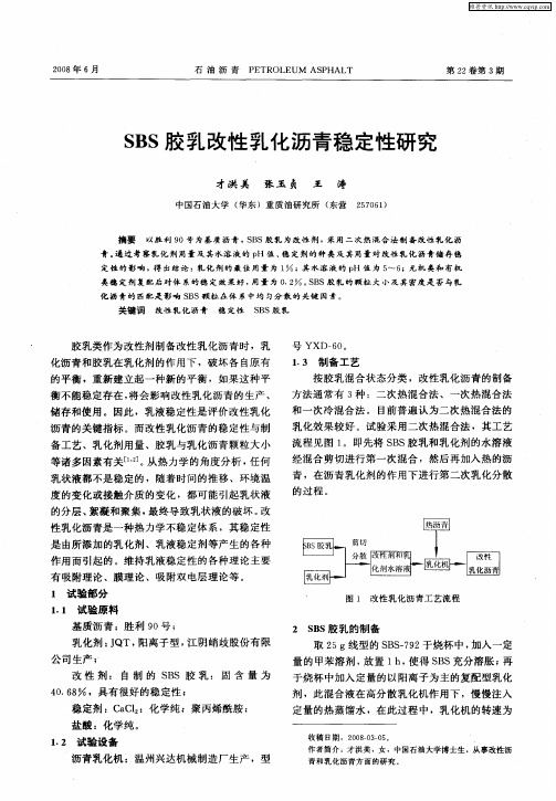 SBS胶乳改性乳化沥青稳定性研究