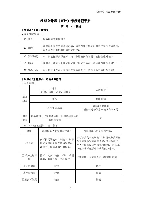 注册会计师《审计》考点速记手册