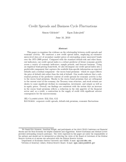 Credit Spreads and Business Cycle Fluctuations