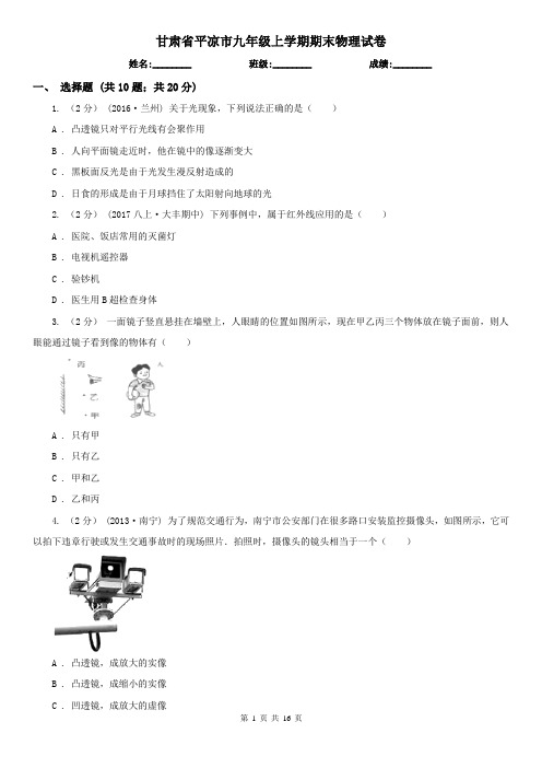 甘肃省平凉市九年级上学期期末物理试卷