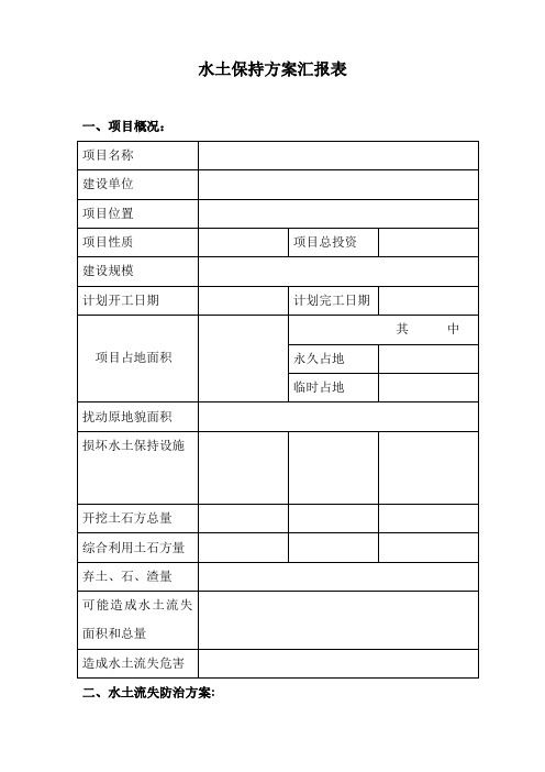 水土保持专项方案报告表