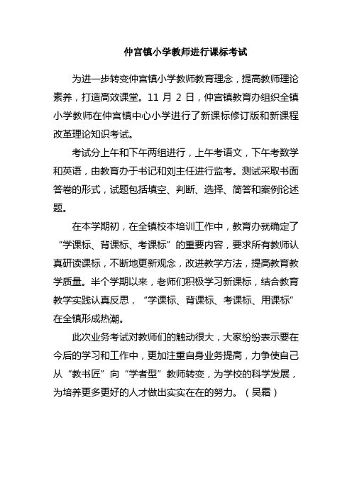 仲宫镇小学教师进行新课标考试