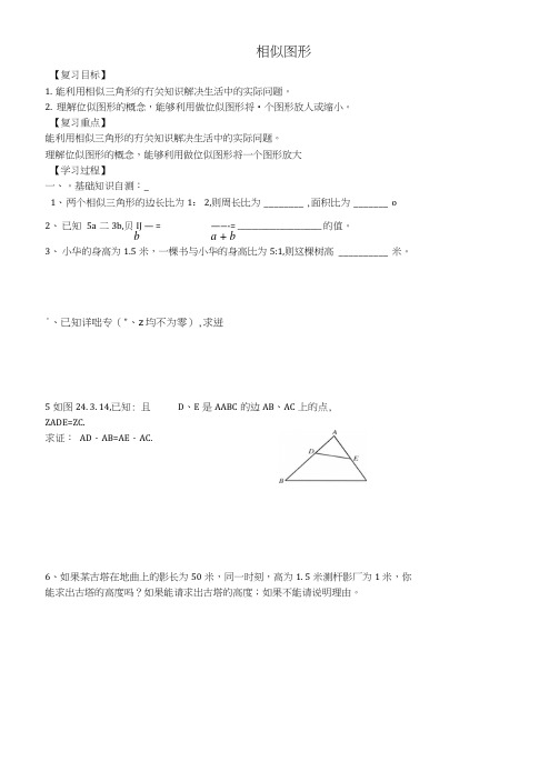 八年级数学上册第二章相似图形复习2(无答案)鲁教版五四制.doc