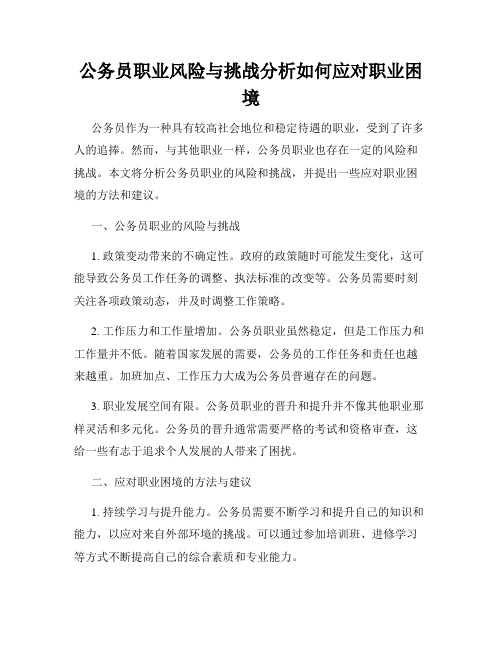 公务员职业风险与挑战分析如何应对职业困境