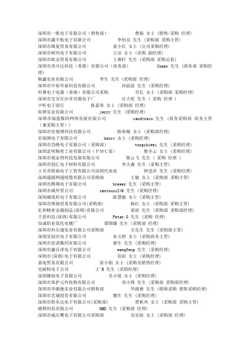 广东深圳采购经理通讯录6