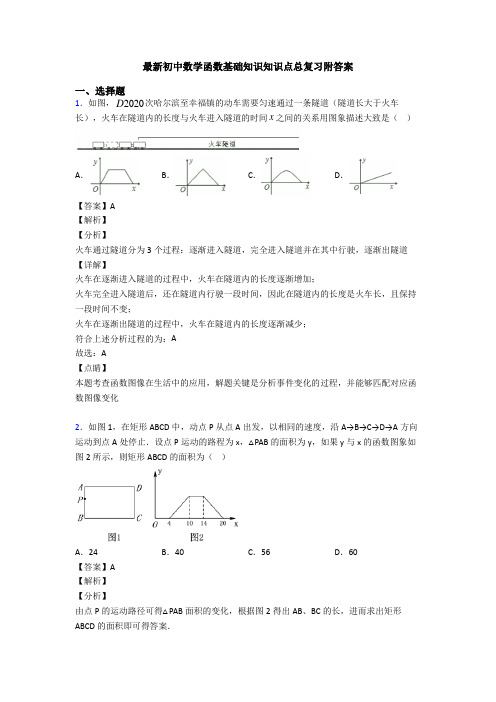 最新初中数学函数基础知识知识点总复习附答案